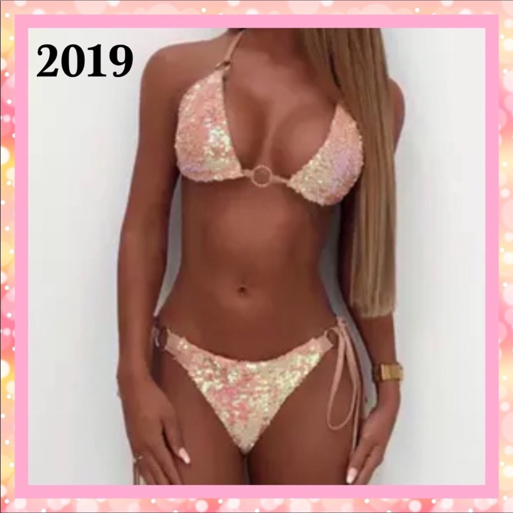 Dark Pink -OR- Light Pink Sequence 2 Piece Swimsuit. (SOLD SEPARATELY)